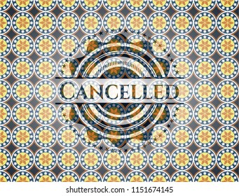 Cancelled arabesque emblem background. arabic decoration.