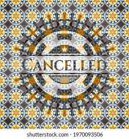 Cancelled arabesque emblem background. arabic decoration. 