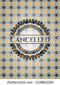 Cancelled arabic emblem background. Arabesque decoration.