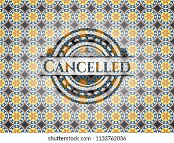 Cancelled arabic emblem background. Arabesque decoration.