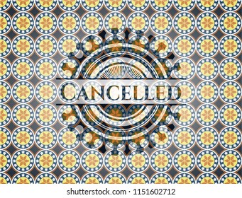 Cancelled arabic emblem background. Arabesque decoration.