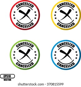 "Cancelled", Button, label and sign - Vector illustration