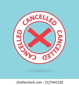 cancelled circle badge- vector illustration