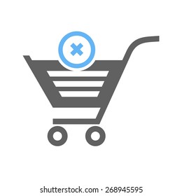 Cancelled, crossed, cart, trolley icon vector image. Can also be used for eCommerce, shopping, business. Suitable for web apps, mobile apps and print media.