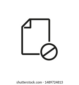 Cancelled document line icon. Delete file, rejected form, unknown format. Reject or cancel concept. Vector illustration can be used for topics like business, interface, computer