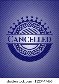 Cancelled emblem with denim texture