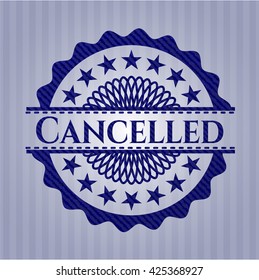 Cancelled emblem with denim texture