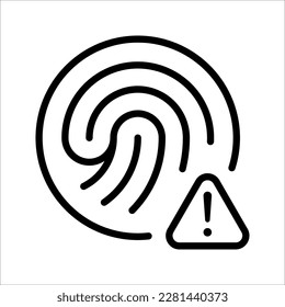 Cancelled fingerprint line icon. Access denied for user concept. Error, fraud. Biometric security element. vector illustration on white background