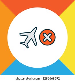 Cancelled flight icon colored line symbol. Premium quality isolated close element in trendy style.