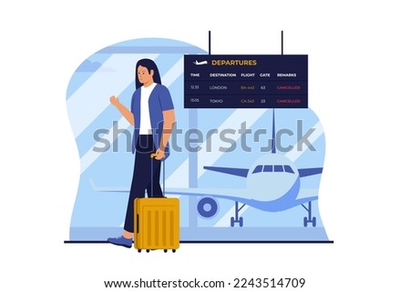 Cancelled flight illustration design concept. Illustration for website, landing page, mobile app, poster and banner. Trendy flat vector illustration