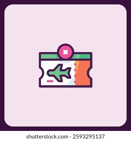 Cancelled Flight Ticket Icon Design Illustration