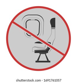 Cancelled flight vector icon. Stop COVID sign. Stop travelling aboard