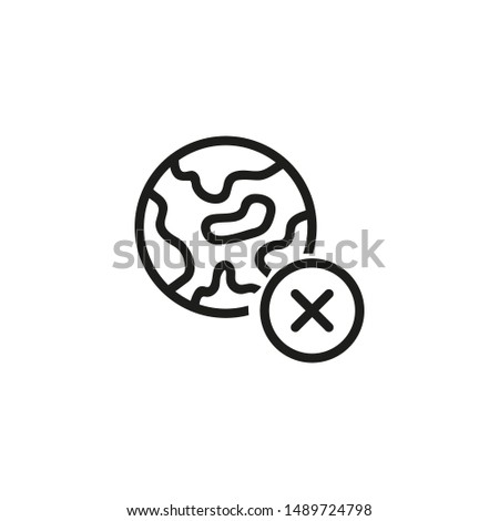 Cancelled globe line icon. No internet, no connection, remove location symbol. Reject or cancel concept. Vector illustration can be used for topics like internet, geography, navigation