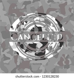 Cancelled on grey camouflaged pattern