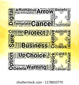 Cancelled options word cloud vector design creative concept. Cancelled options icon shape. Trendy vector word collection.