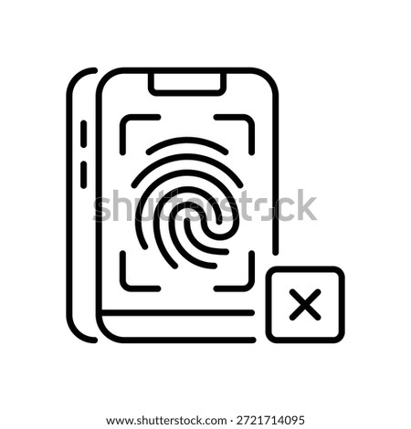 Cancelled Phone Biometric Vector Outline Icon EPS 10 File
