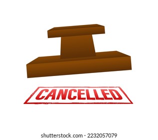 Cancelled red Stamp. Cancelled grunge sign, label. Vector stock illustration