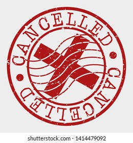 Cancelled Stamp. Cross Silhouette Seal. Round Design. Vector Icon. Design Retro Insignia.
