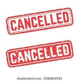 Cancelled Stamp in Red. Bold Cancellation Sign for Official and Business Use