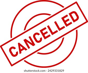 Cancelled Stamp Red Sign Symbol Icon with a Rotation of 30 Degrees. Vector Image.