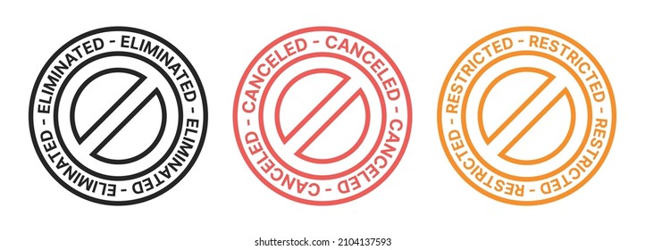 Cancelled vector stamp. Eliminated seal, restricted badge symbol