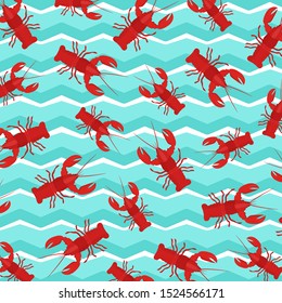 Cancer animal pattern. Lobster pattern for fabric design. Lobster background. crayfish pattern. Sea animals background