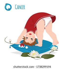 cancer, astrological horoscope, baby in the style of signs of zodiac, icon