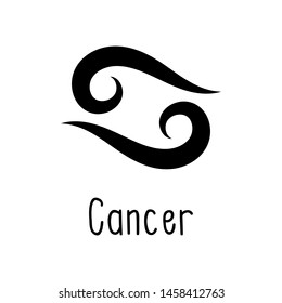 Cancer astrological zodiac sign isolated on white background. Simple horoscope icon, astrology logo. Vector illustration.