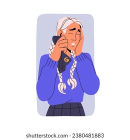 Cancer astrology zodiac sign concept. Sad character in astrological horoscope. Woman cry, upset girl in sorrow, person in frustrated feelings. Flat isolated vector illustration on white background