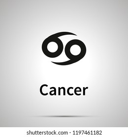 Cancer astronomical sign, simple black icon with shadow on gray