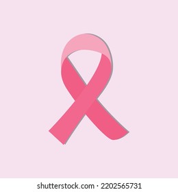 Cancer awareness campaign symbol, October pink bow vector illustration, flat design.