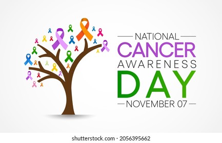 Cancer awareness day is observed every year on November 7, to raise awareness of cancer and to encourage its prevention, detection, and treatment. Vector illustration