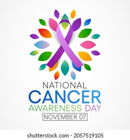 Cancer awareness day is observed every year on November 7, to raise awareness of cancer and to encourage its prevention, detection, and treatment. Vector illustration