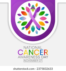 Cancer awareness day is observed every year on November 7, to raise awareness of cancer and to encourage its prevention, detection, and treatment. Vector illustration
