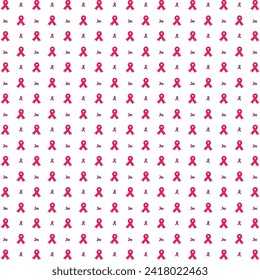 Cancer awareness day pink and purple ribbons seamless pattern, vector