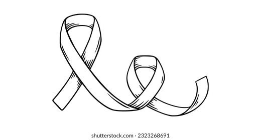 Cancer awareness day. Ribbon loop as cancer awareness symbol. Sketch vector illustration isolated in white background