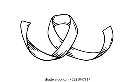Cancer awareness day. Ribbon as cancer awareness symbol. Sketch vector illustration isolated in white background