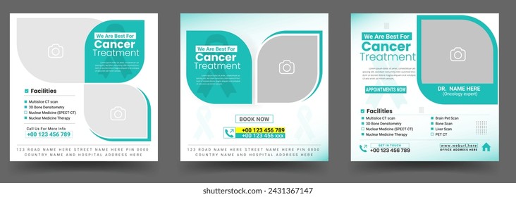 cancer awareness or medical healthcare social media post banner template set