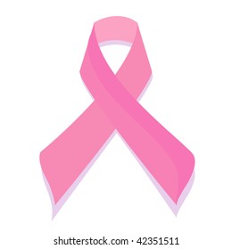 Cancer awareness pink ribbon isolated on white background.