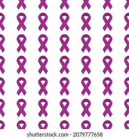 Cancer Awareness Purple Ribbon Seamless Background Pattern