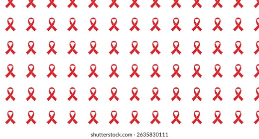  Cancer Awareness Red Ribbon Pattern Background