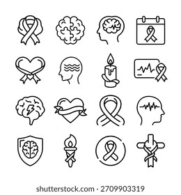 Cancer awareness related elements representing support and medical cause.