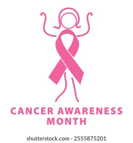 Cancer Awareness Ribbon Figure Logo - Empowering Symbol for Health Campaigns and Advocacy