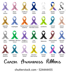 cancer awareness various color and shiny ribbons for help eps10