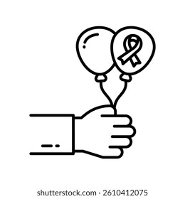 Cancer balloons vector outline icon. EPS 10 file