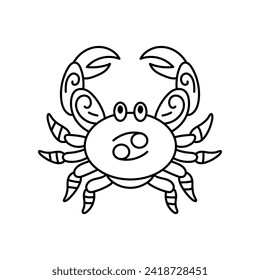 Cancer black line icon. Zodiac sign. Astrology and horoscope. Predictions and human character. Element water. Ruler Moon. 