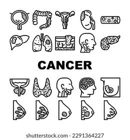 cancer breast ribbon day icons set vector. hope october, women support, care health, month female, survivor woman, bow charity cancer breast ribbon day black contour illustrations