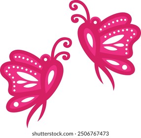 Pendientes de mariposa de cáncer. Pendiente de corte láser. archivo de Ilustración vectorial