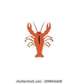 Cancer cartoon sign, vector traditional food, colorful illustration crayfish, crawfish, marine product isolated on white, decorative icon crustaceans flat style for design sea cafe, restaurant menu