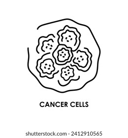 Symbol für die Farbe der Krebszelle Mikroorganismen Mikroben, Bakterien. Vektorisoliertes Element. Bearbeitbarer Strich.